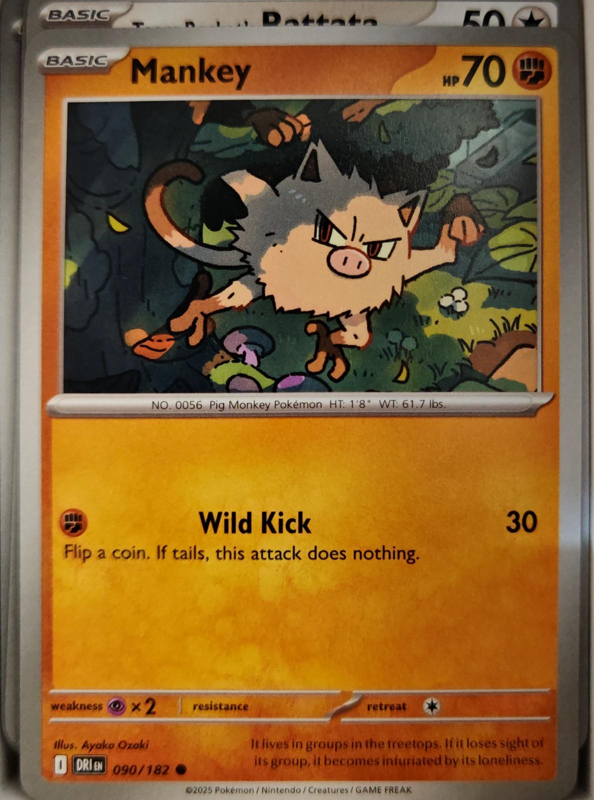 Mankey - 090/182 - - DESTINED RIVALS - Pokemon - Common | AA10-48