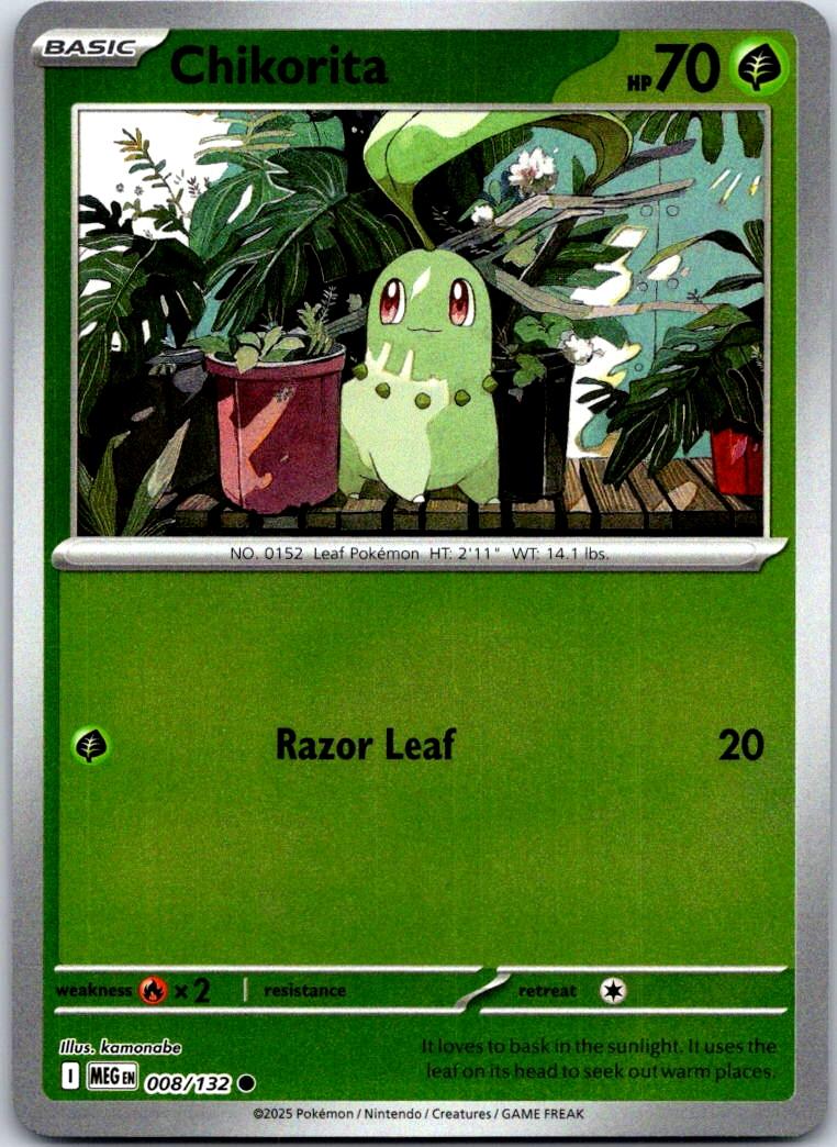 Chikorita - 008/132 - Reverse Holo - MEGA EVOLUTION - Pokemon - | AA119-34
