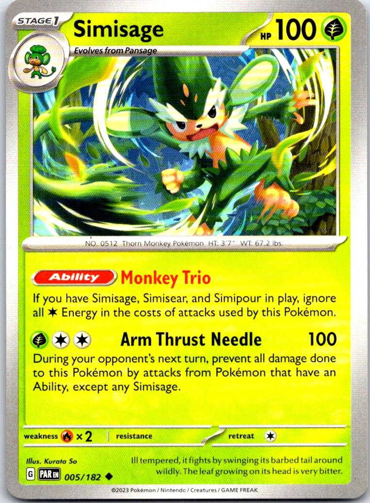Simisage - 005/182 - - PARADOX RIFT - Pokemon - Uncommon | AB27-10