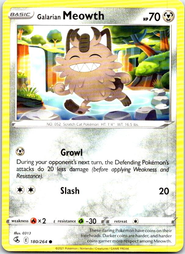 Galarian Meowth - 180/264 - - FUSION STRIKE - Pokemon - Common | AC13-28