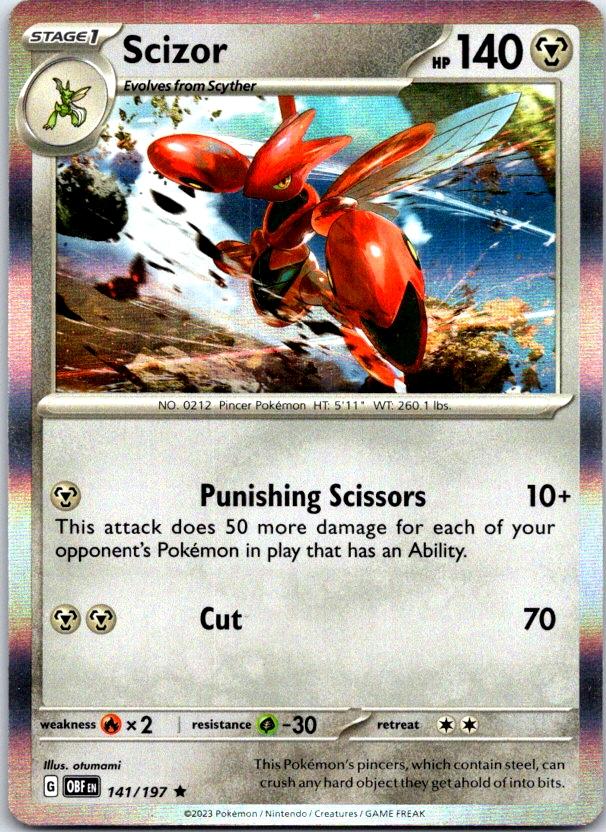 Scizor - 141/197 - Holo - OBSIDIAN FLAMES - Pokemon - Rare | AB99-34