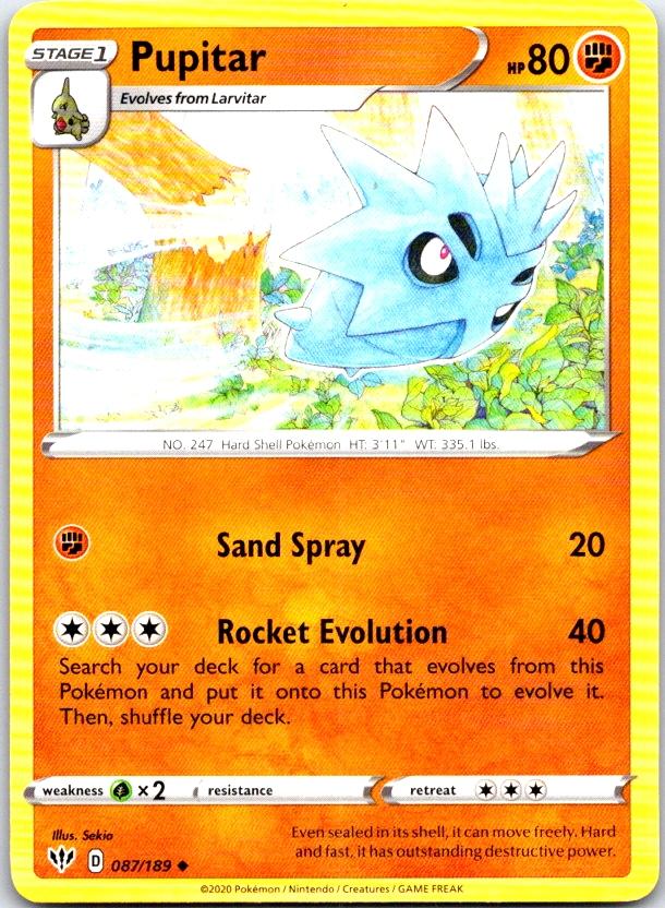 Pupitar - 087/189 - - DARKNESS ABLAZE - Pokemon - Uncommon | AC19-21