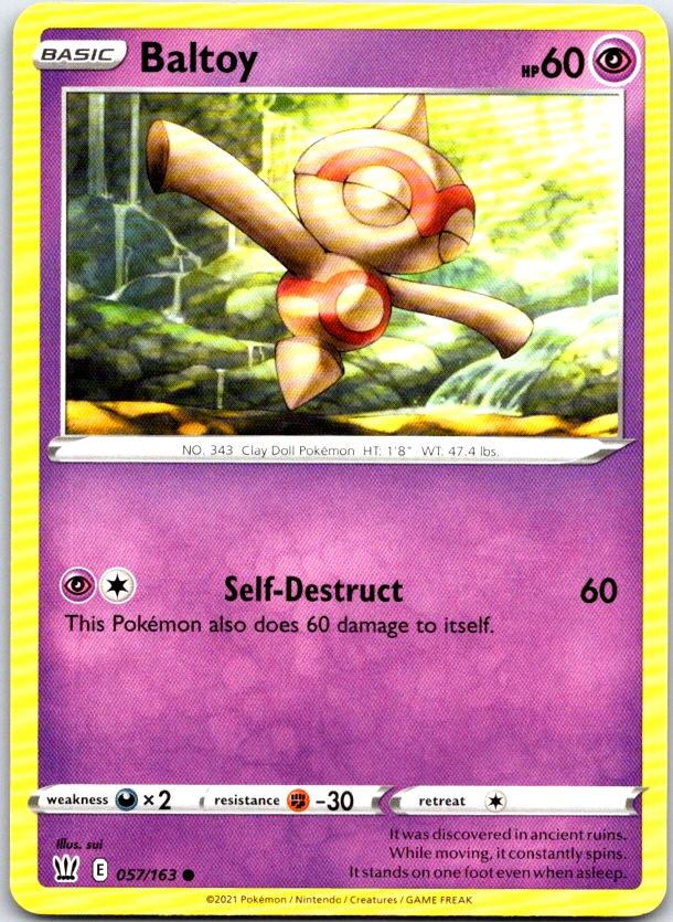 Baltoy - 057/163 - - BATTLE STYLES - Pokemon - Common | AC18-19