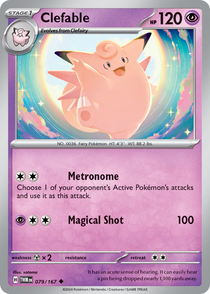 Clefable - 079/167 - Reverse Holo - TWILIGHT MASQUERADE - Pokemon - | AA75-6