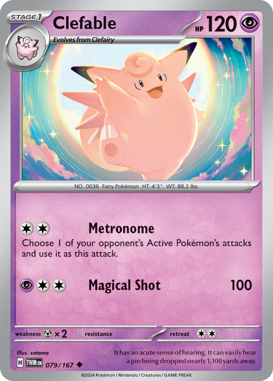 Clefable - 079/167 - Reverse Holo - TWILIGHT MASQUERADE - Pokemon - | AA75-6