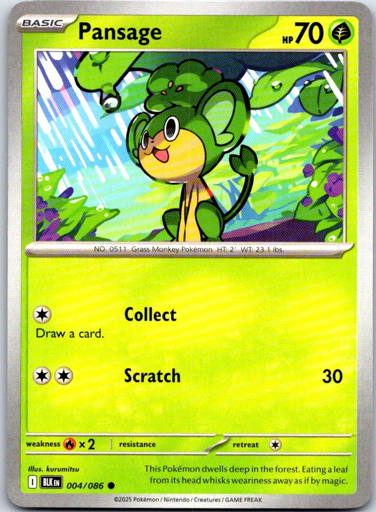 Pansage - 004/086 - - BLACK BOLT - Pokemon - Common | AA107-20
