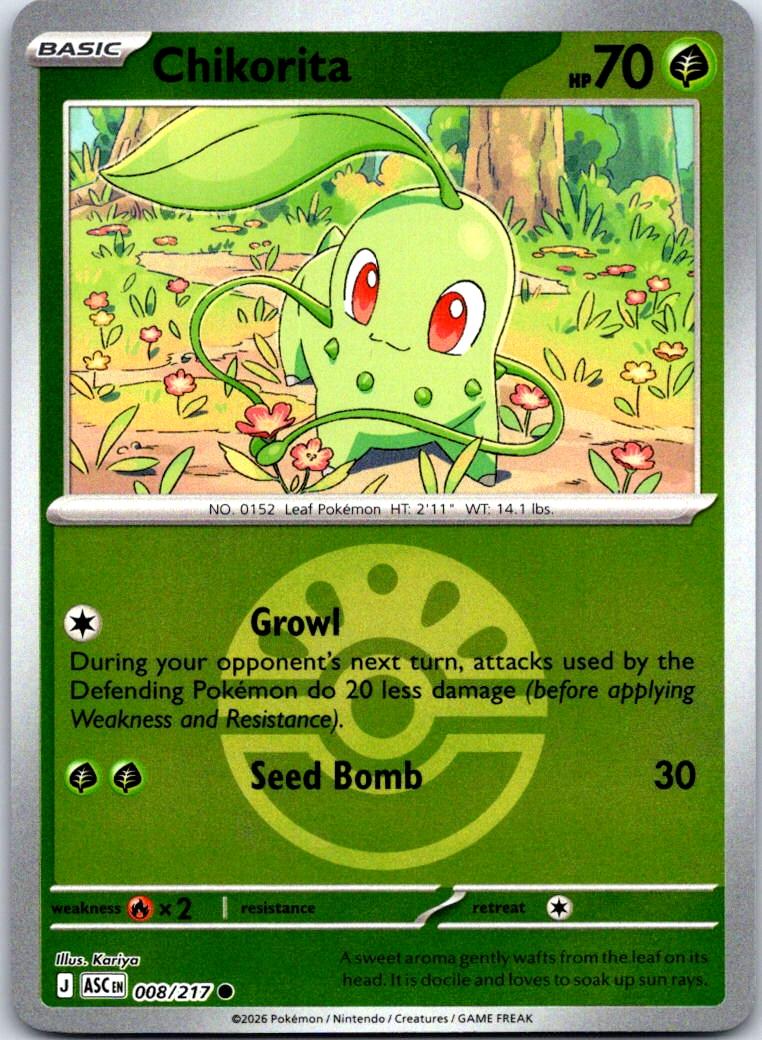 Chikorita (Friend Ball) - 008/217 - Reverse Holo - ASCENDED HEROES - Pokemon - | AB02-4