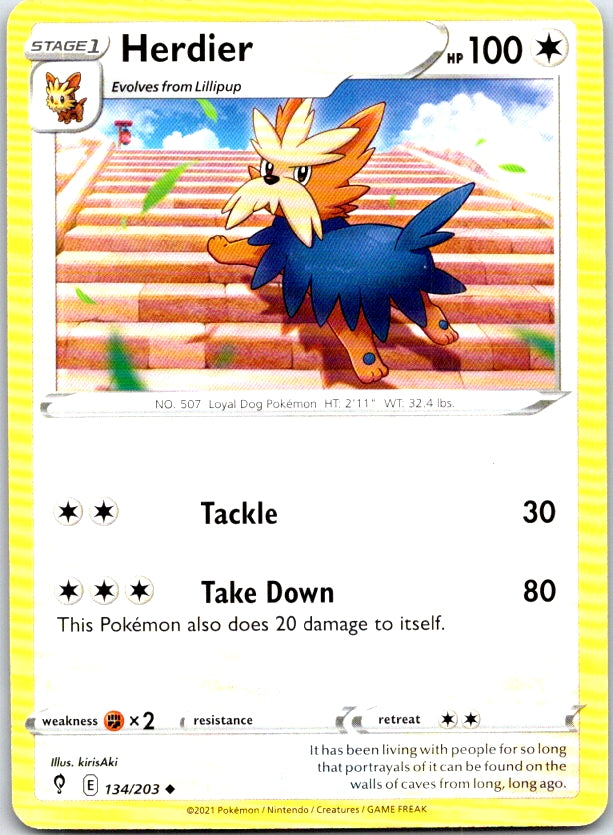 Herdier - 134/203 - - EVOLVING SKIES - Pokemon - Uncommon | AC02-45