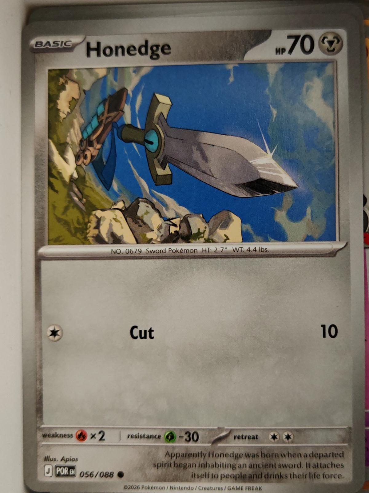 Honedge - 056/088 - - PERFECT ORDER - Pokemon - Common | AA08-34