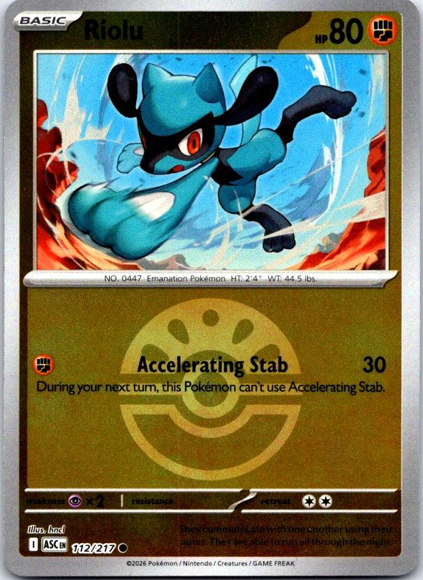 Riolu (Friend Ball) - 112/217 - Reverse Holo - ASCENDED HEROES - Pokemon - | AC26-1