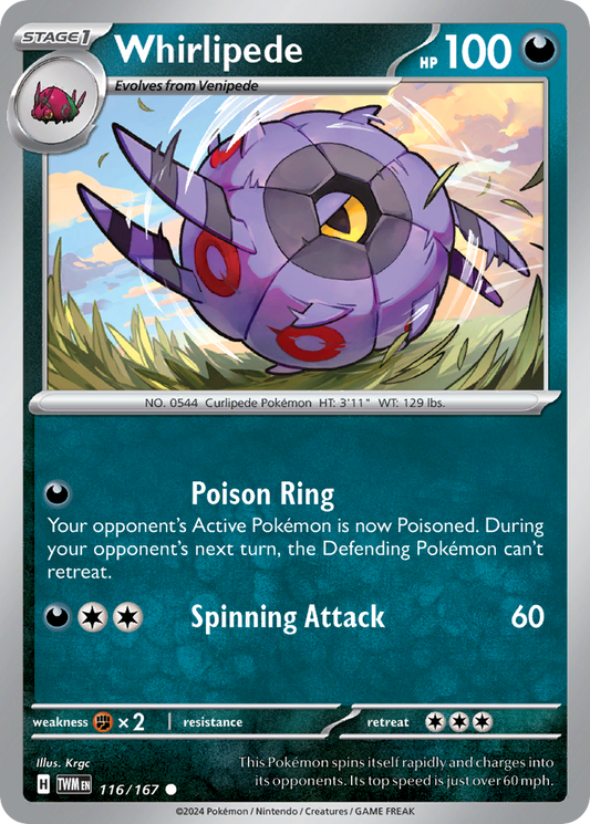 Whirlipede - 116/167 - Reverse Holo - TWILIGHT MASQUERADE - Pokemon - | AA82-1