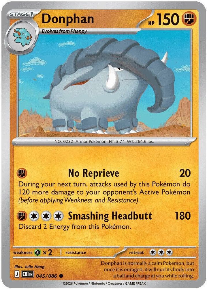 Donphan - 045/086 - Reverse Holo - CHAOS RISING - Pokemon - Common | AA31-97