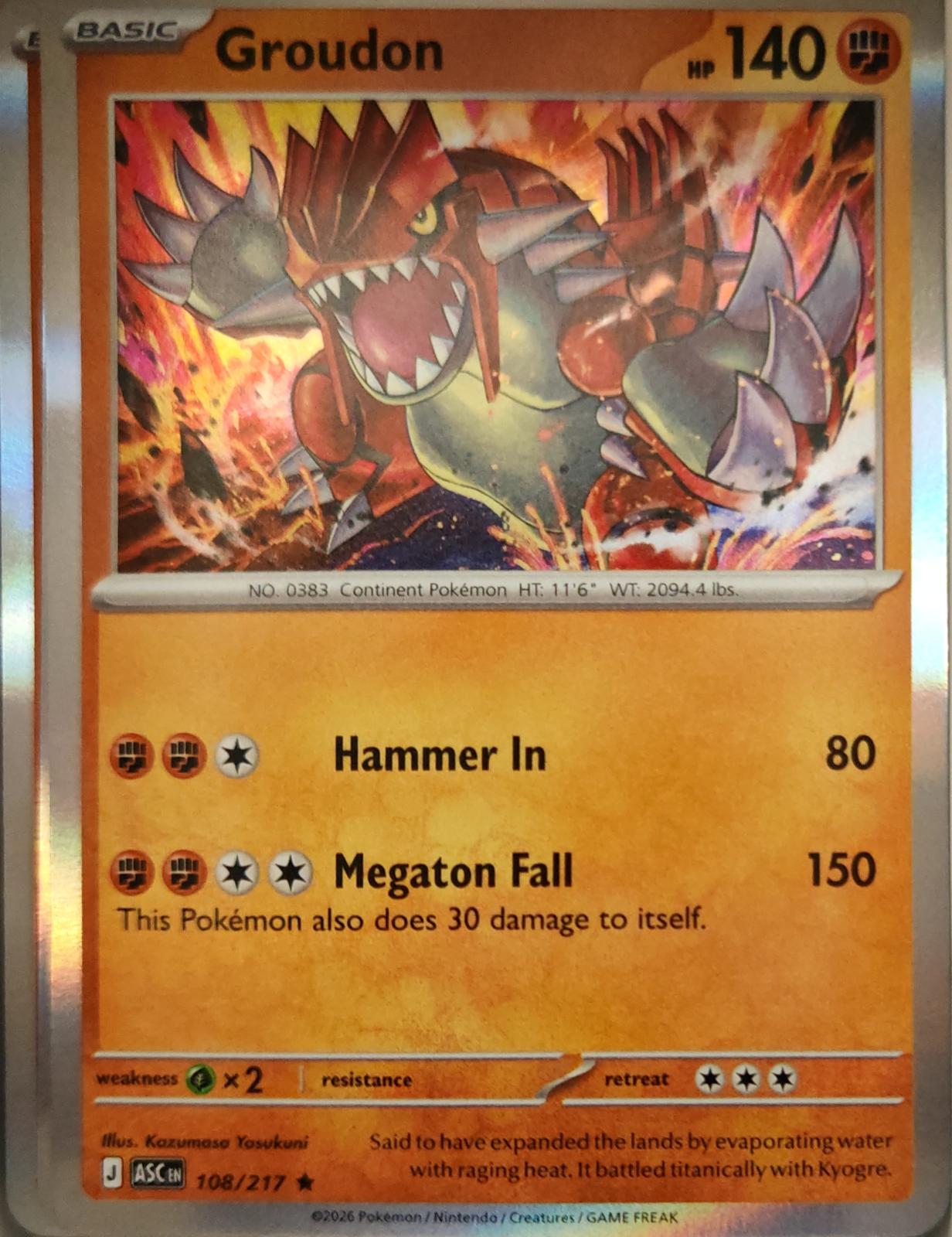 Groudon - 108/217 - Holo - ASCENDED HEROES - Pokemon - Rare | AA13-30