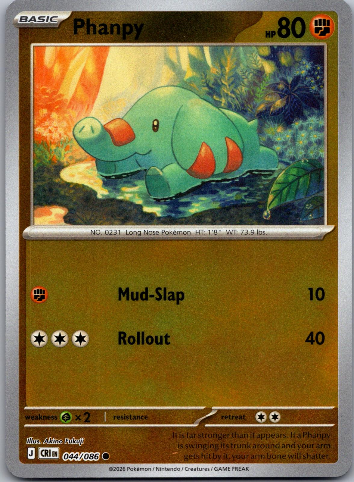 Phanpy - 044/086 - Reverse Holo - CHAOS RISING - Pokemon - Common | AA80-6
