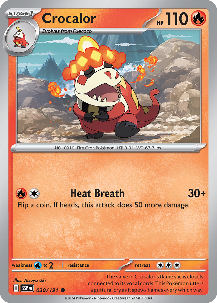 Crocalor - 030/191 - Reverse Holo - SURGING SPARKS - Pokemon - Common | AA20-26