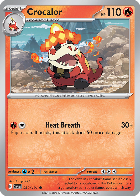 Crocalor - 030/191 - Reverse Holo - SURGING SPARKS - Pokemon - Common | AA20-26