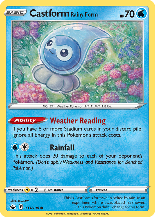 Castform Rainy Form - 033/198 - - CHILLING REIGN - Pokemon - Common | AA58-8
