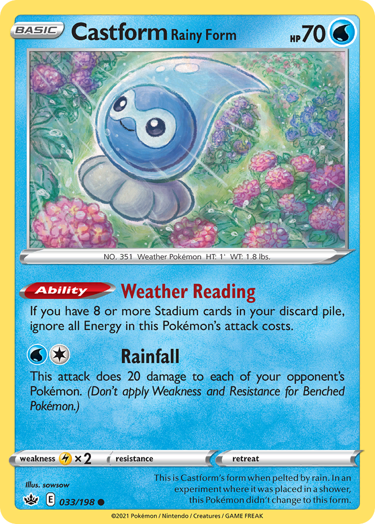 Castform Rainy Form - 033/198 - - CHILLING REIGN - Pokemon - Common | AA58-49