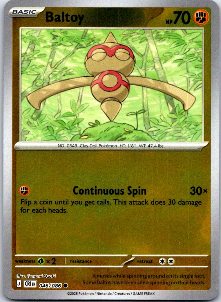 Baltoy - 046/086 - Reverse Holo - CHAOS RISING - Pokemon - Common | AA125-3
