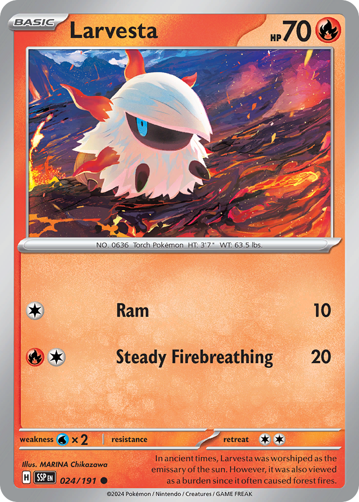 Larvesta - 024/191 - - SURGING SPARKS - Pokemon - Common | AA48-36