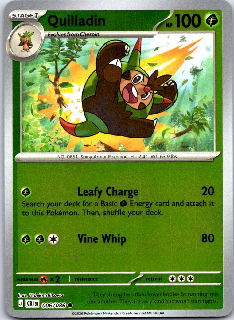 Quilladin - 006/086 - Reverse Holo - CHAOS RISING - Pokemon - Common | AA132-26