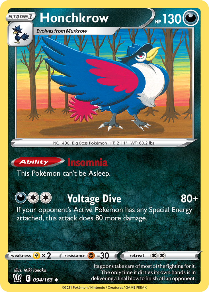 Honchkrow - 094/163 - - BATTLE STYLES - Pokemon - Uncommon | AA66-10