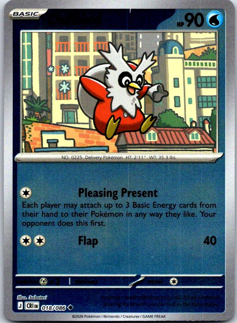 Delibird - 018/086 - Reverse Holo - CHAOS RISING - Pokemon - Uncommon | AA125-2
