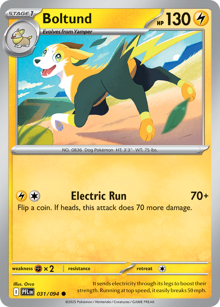 Boltund - 031/094 - Reverse Holo - PHANTASMAL FLAMES - Pokemon - Common | AA31-3