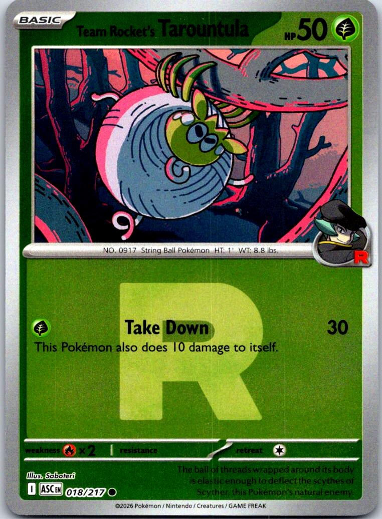 Team Rocket's Tarountula (Team Rocket) - 018/217 - Reverse Holo - ASCENDED HEROES - Pokemon - | AB03-40