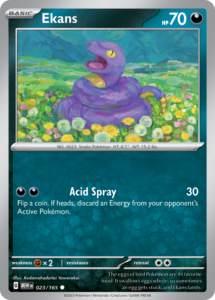 Ekans - 023/165 - Reverse Holo - 151 - Pokemon - Common | AA62-16