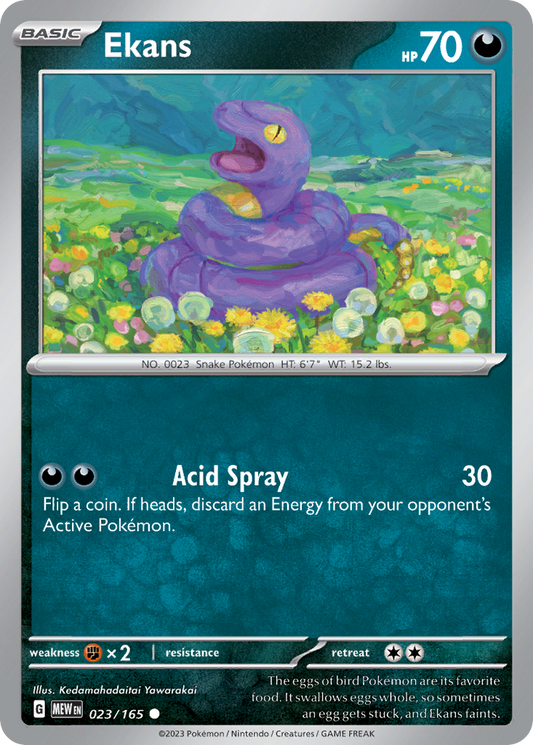 Ekans - 023/165 - Reverse Holo - 151 - Pokemon - Common | AA62-16
