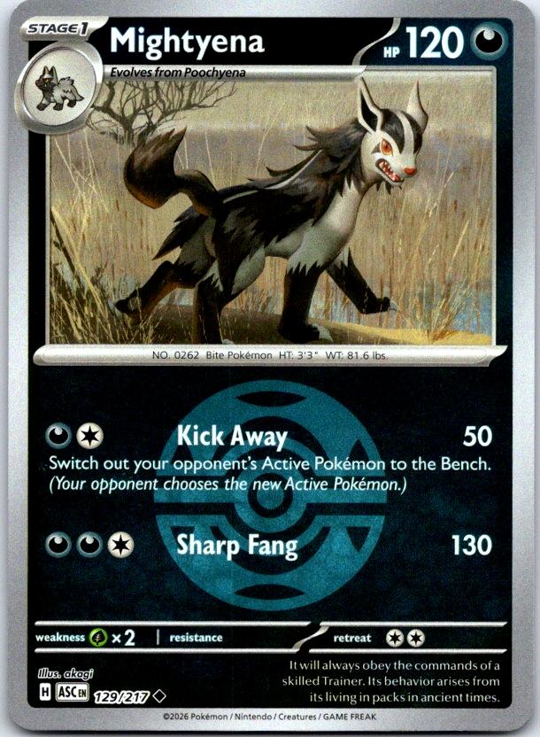 Mightyena (Dusk Ball) - 129/217 - Reverse Holo - ASCENDED HEROES - Pokemon - | AC26-13