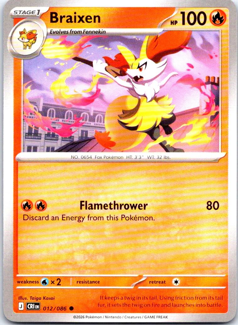 Braixen - 012/086 - - CHAOS RISING - Pokemon - Common | AB19-37
