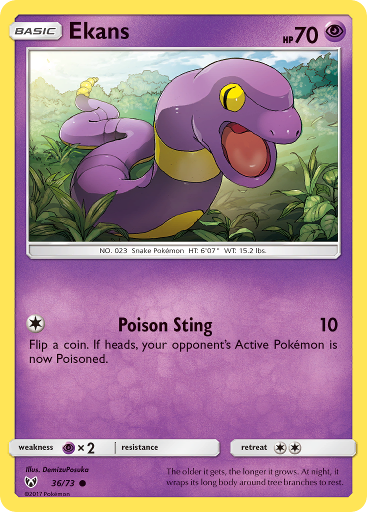 Ekans - 36/73 - Reverse Holo - SHINING LEGENDS - Pokemon - Common | AA115-13