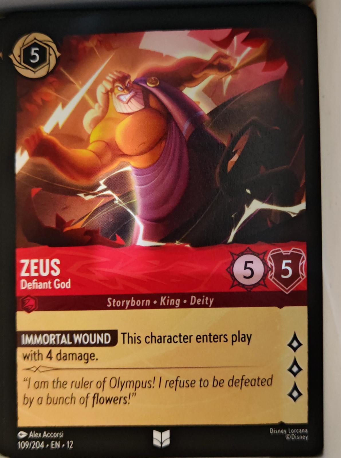 Zeus - Defiant God - 109/204 - - WILDS UNKNOWN - Lorcana - Uncommon | LAA02-28