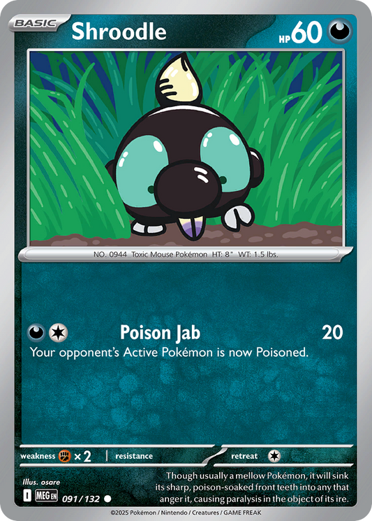Shroodle - 091/132 - - MEGA EVOLUTION - Pokemon - Common | AA50-12