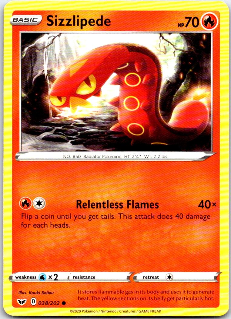 Sizzlipede - 038/202 - - SWORD & SHIELD - Pokemon - Common | AB76-34