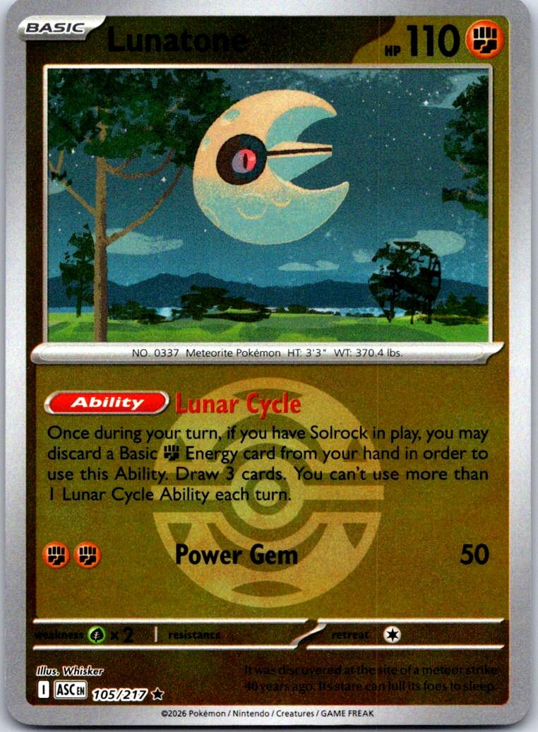 Lunatone (Dusk Ball) - 105/217 - Reverse Holo - ASCENDED HEROES - Pokemon - | AB02-14