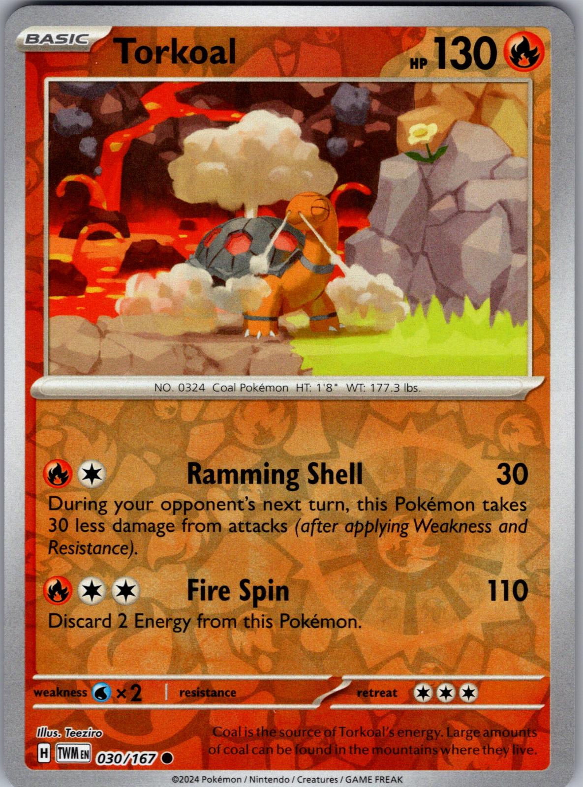 Torkoal - 030/167 - Reverse Holo - TWILIGHT MASQUERADE - Pokemon - | AA82-13