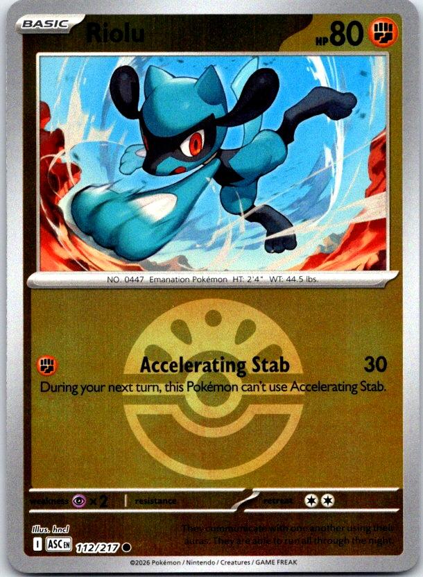 Riolu (Friend Ball) - 112/217 - Reverse Holo - ASCENDED HEROES - Pokemon - | AC27-24