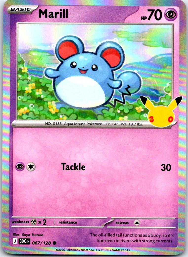 Marill - 067/128 - Holo - ME: 30TH CELEBRATION - Pokemon - Common | AB32-38