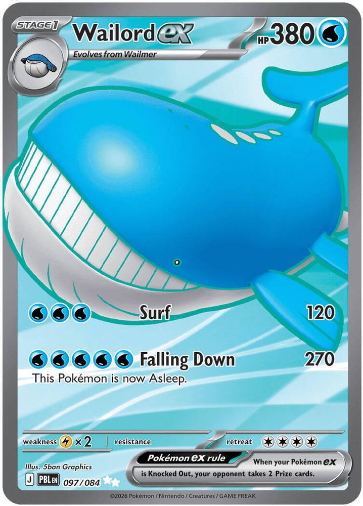 Wailord ex - 097/084 - Holo - PITCH BLACK - Pokemon - Ultra Rare | AA37-20