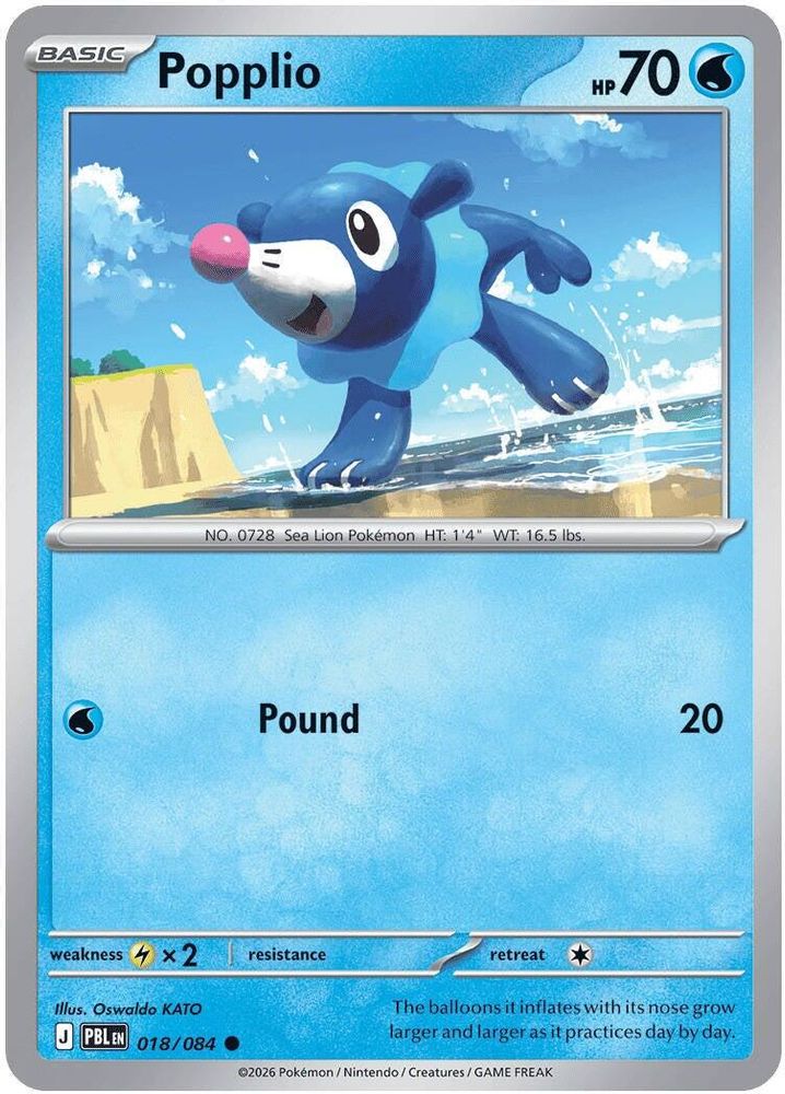 Popplio - 018/084 - Reverse Holo - PITCH BLACK - Pokemon - Common | AA72-7