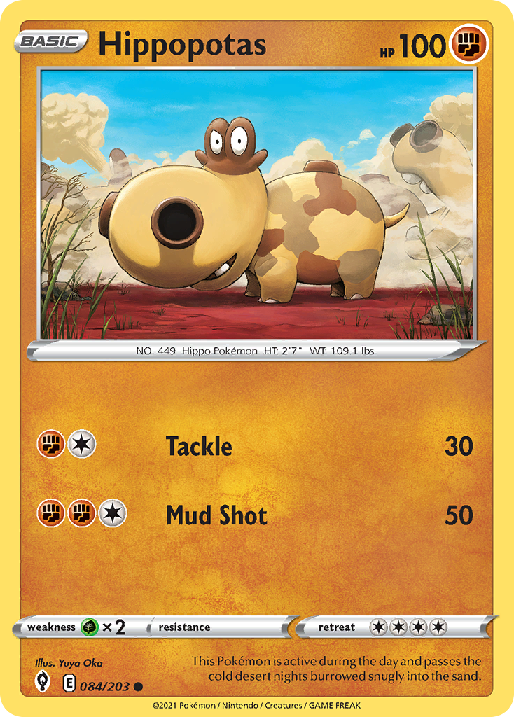 Hippopotas - 084/203 - - EVOLVING SKIES - Pokemon - Common | AA02-4