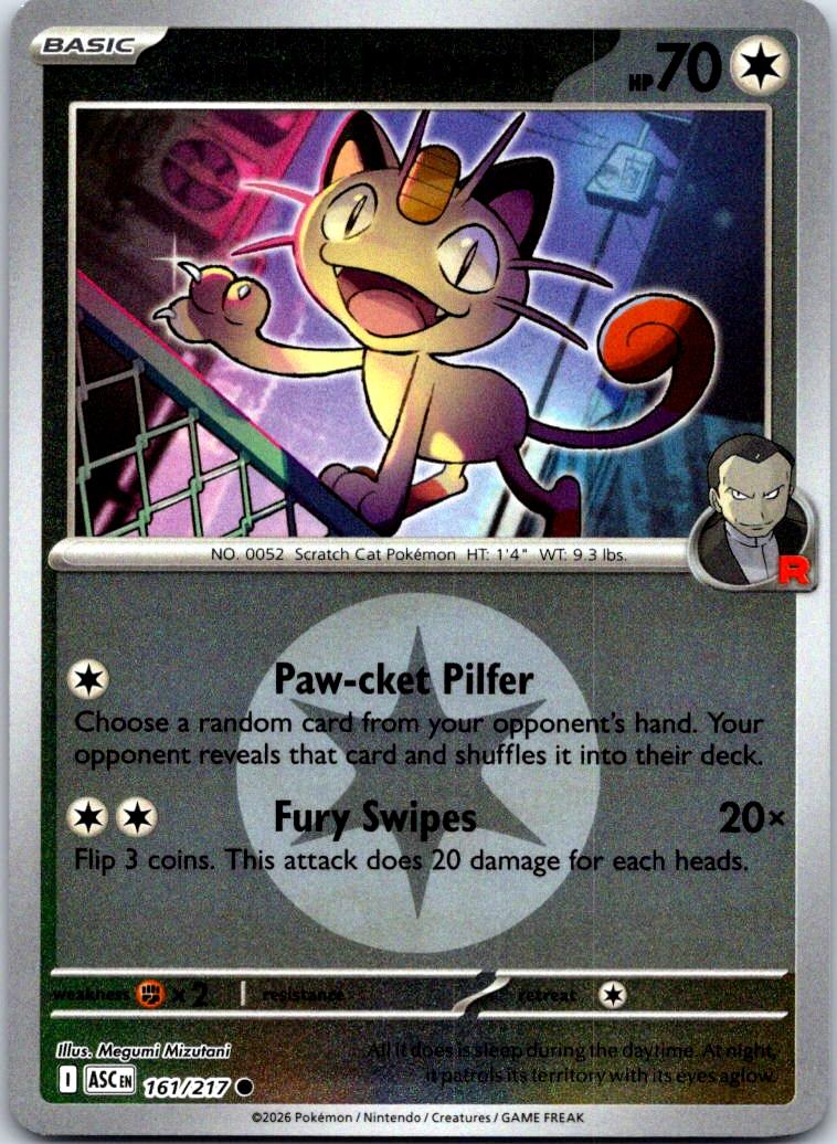 Team Rocket's Meowth (Energy Symbol Pattern) - 161/217 - Reverse Holo - ASCENDED HEROES - Pokemon - | AB02-9