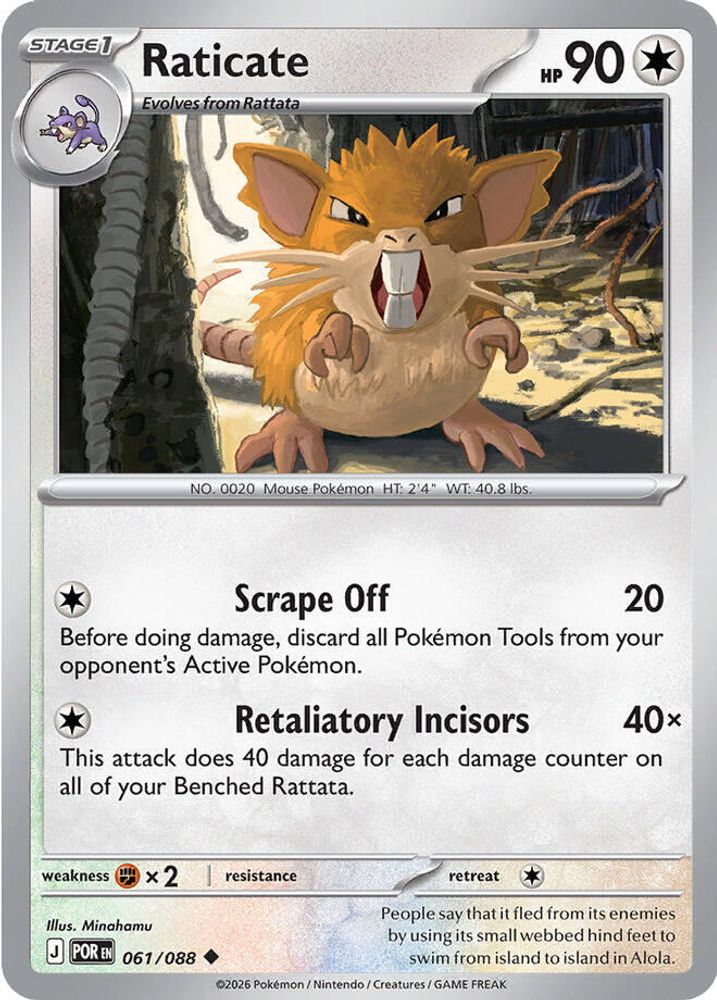 Raticate - 061/088 - Reverse Holo - PERFECT ORDER - Pokemon - Uncommon | AA18-88