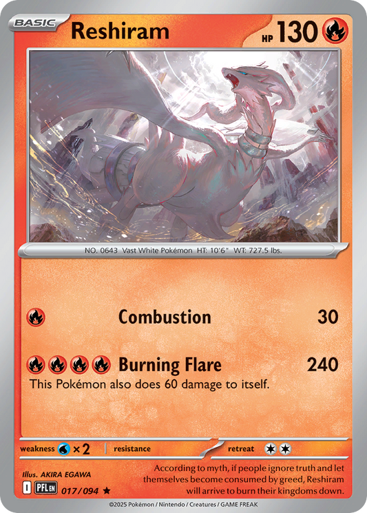 Reshiram - 017/094 - Reverse Holo - PHANTASMAL FLAMES - Pokemon - Rare | AA56-15