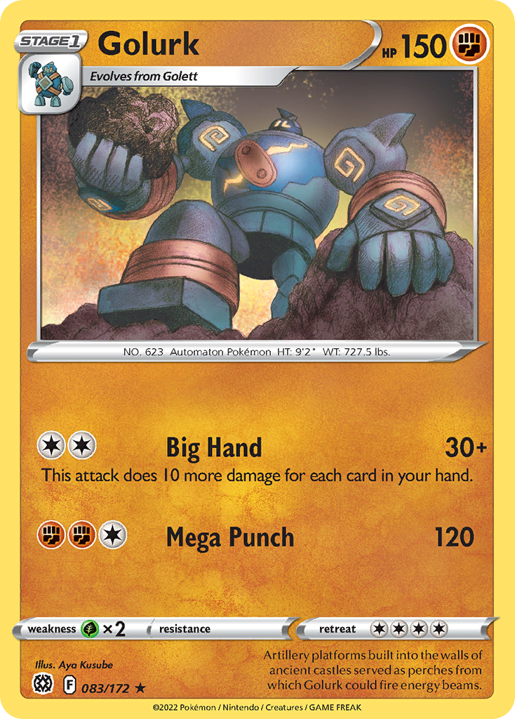 Golurk - 083/172 - Reverse Holo - BRILLIANT STARS - Pokemon - Rare | AA22-30
