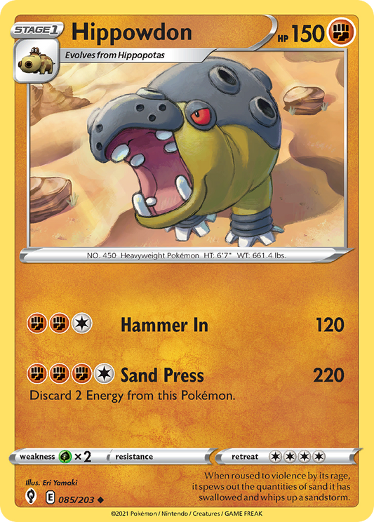 Hippowdon - 085/203 - - EVOLVING SKIES - Pokemon - Uncommon | AA02-9