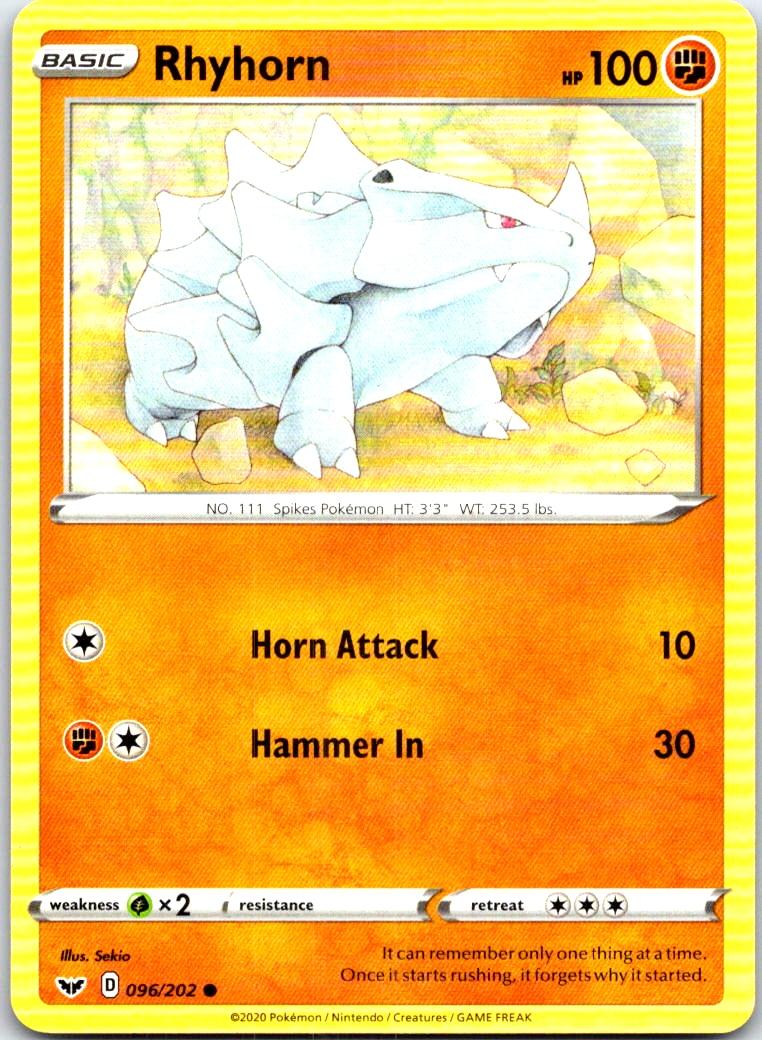 Rhyhorn - 096/202 - - SWORD & SHIELD - Pokemon - Common | AB65-19